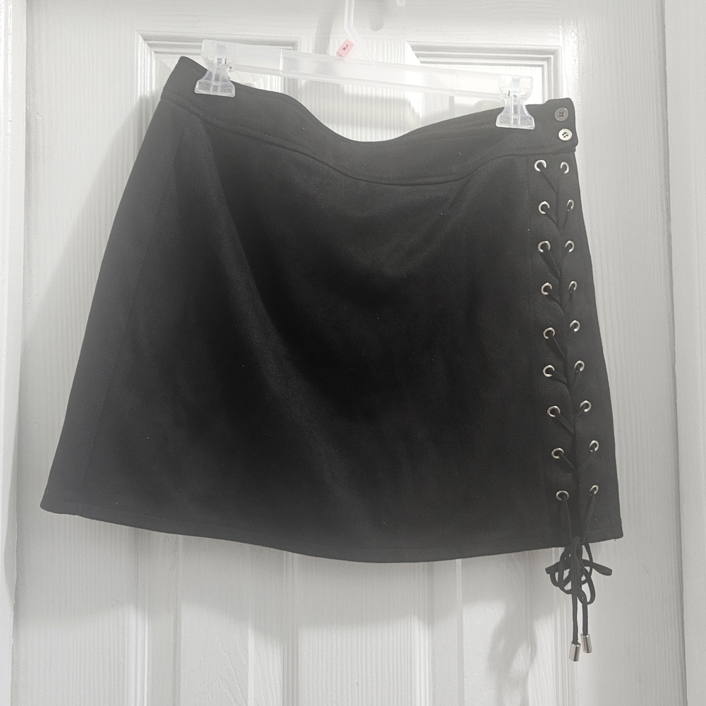 Dance & Marvel Black Lace-Up Mini Skirt